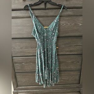 Floral Green Sleeveless Dress